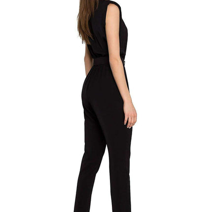 Glamorous Belted Jumpsuit with Structured Shoulders - Très Elite