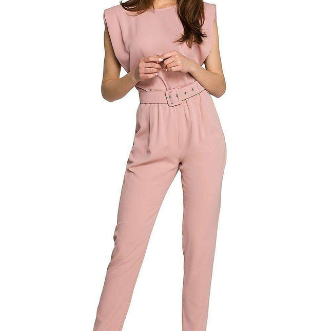Glamorous Belted Jumpsuit with Structured Shoulders
