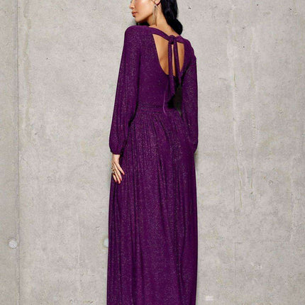 Glamorous Brocade Maxi Dress with Stylish Waist Belt and Eye-Catching Leg Cutout - Ideal for Elegant Events - Très Elite