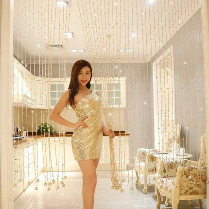 Glamorous Crystal Bead Room Divider - Luxurious Home Decor Hanging Screen - Très Elite