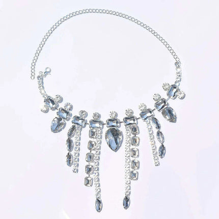 Glamorous Crystal Tassel Necklace Ensemble - Trendy Layered Chain for Stylish Women - Très Elite