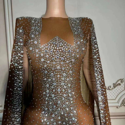 Glamorous Dubai-Inspired Rhinestone Cape Gown for Women- Très Elite- Très Elite
