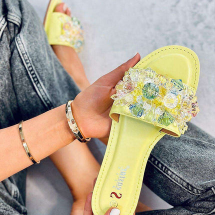 Glamorous Eco-Friendly Flip-Flops with Shiny Stone Accents - Très Elite