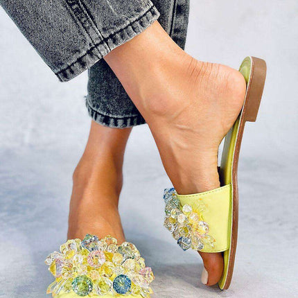Glamorous Eco-Friendly Flip-Flops with Shiny Stone Accents - Très Elite