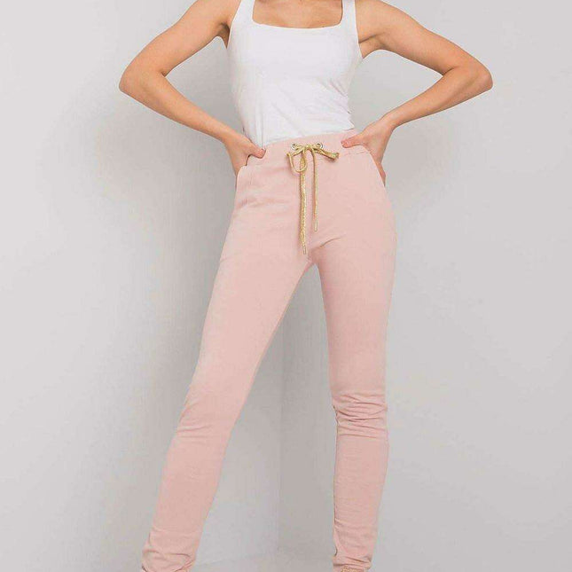 Glamorous High-Waist Sweatpants with Rhinestone Details and Adjustable Tie - Très Elite