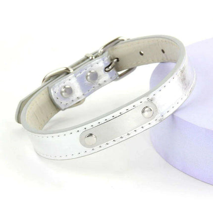Glamorous Personalized Engraved Leather Dog Collar with Sparkling Accents