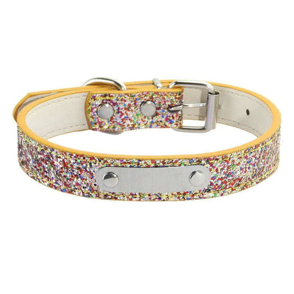 Glamorous Personalized Engraved Leather Dog Collar with Sparkling Accents