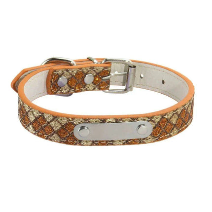 Glamorous Personalized Engraved Leather Dog Collar with Sparkling Accents