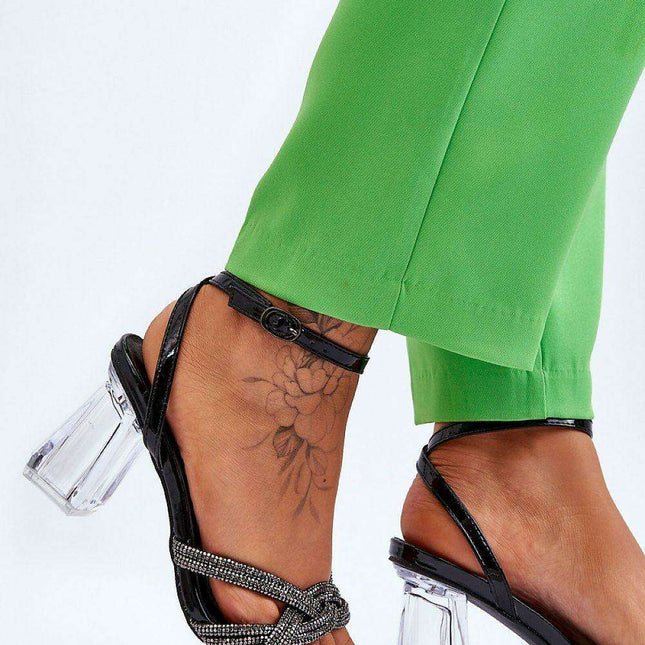 Glamorous Rhinestone-Embellished Heel Sandals - Style 177715