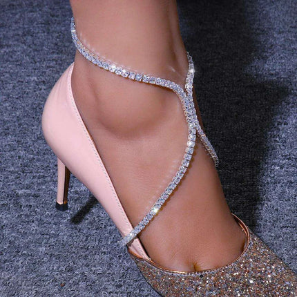Glamorous Rhinestone High Heel Ankle Bracelet for Fashion-Forward Women - Très Elite