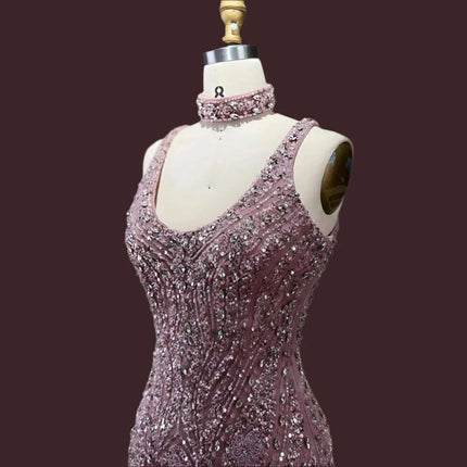 Glamorous Rhinestone Mermaid Evening Dress- Très Elite- Très Elite