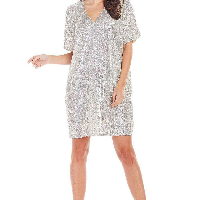 Glamorous Sequin-Embellished Knit Mini Dress
