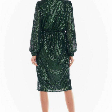 Glamorous Sequin Evening Gown with Elegant Envelope Neckline - Très Elite