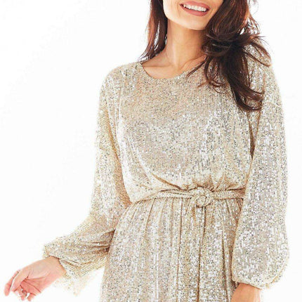 Glamorous Sequin Flow Dress with Adjustable Belt - Très Elite