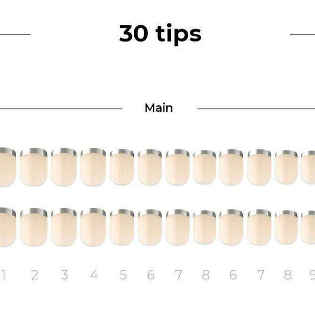 Glamorous Silver French Gel Nail Kit - Effortless Elegance for Any Occasion