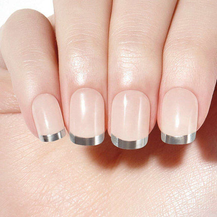 Glamorous Silver French Gel Nail Kit - Effortless Elegance for Any Occasion - Très Elite