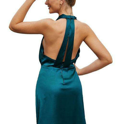 Glamorous Spring V-neck Satin Backless Dress for Women. Trs Elite Glamorous Spring V-neck Satin Backless Dress for Women. Trs Elite