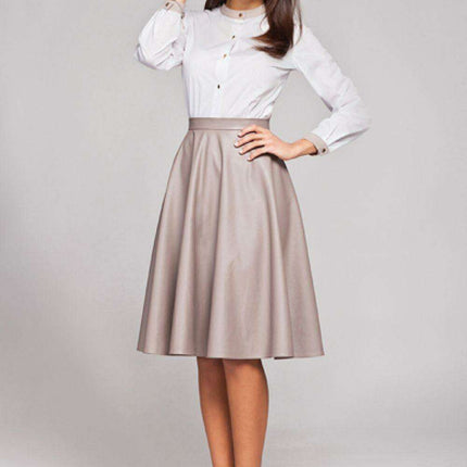 Glamorous Zip-Up Flared Faux Leather Skirt for a Chic Look - Très Elite