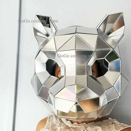 Gleaming Silver Cat Head Cosplay Jumpsuit