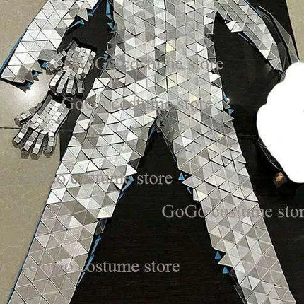 Gleaming Silver Cat Head Cosplay Jumpsuit