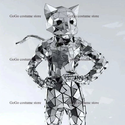 Gleaming Silver Cat Head Cosplay Jumpsuit