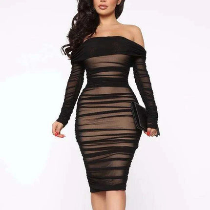 Glimmering Elegance Off-Shoulder Cocktail Dress- Très Elite- Très Elite