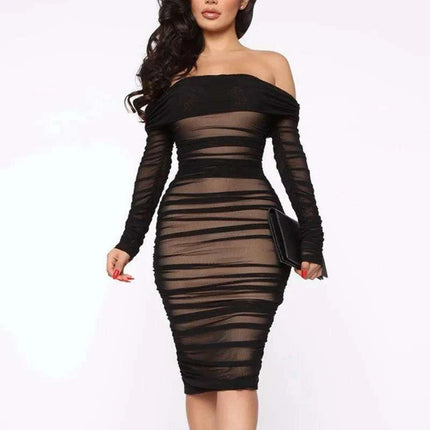 Glimmering Elegance Off-Shoulder Cocktail Dress- Très Elite- Très Elite