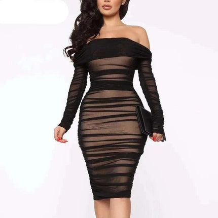 Glimmering Elegance Off-Shoulder Cocktail Dress- Très Elite- Très Elite