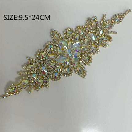 Glimmering Silver Rhinestone Floral Applique: Elegant Fashion Upgrade Accessory - Très Elite
