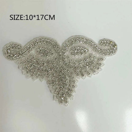 Glimmering Silver Rhinestone Floral Applique: Elegant Fashion Upgrade Accessory - Très Elite