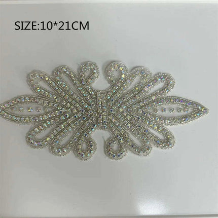 Glimmering Silver Rhinestone Floral Applique: Elegant Fashion Upgrade Accessory - Très Elite