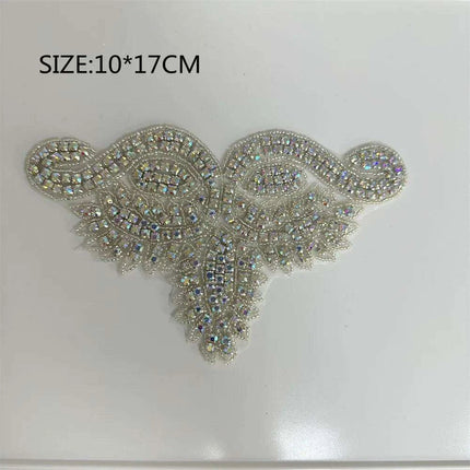 Glimmering Silver Rhinestone Floral Applique: Elegant Fashion Upgrade Accessory - Très Elite