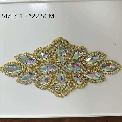 Glimmering Silver Rhinestone Floral Applique: Elegant Fashion Upgrade Accessory - Très Elite