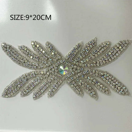 Glimmering Silver Rhinestone Floral Applique: Elegant Fashion Upgrade Accessory - Très Elite