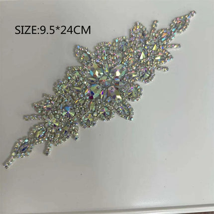Glimmering Silver Rhinestone Floral Applique: Elegant Fashion Upgrade Accessory - Très Elite