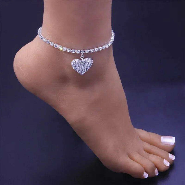 Glistening Rhinestone Anklets - Chic Leg Accessories for Special Occasions