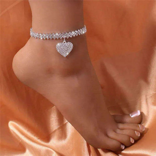 Glistening Rhinestone Anklets - Chic Leg Accessories for Special Occasions