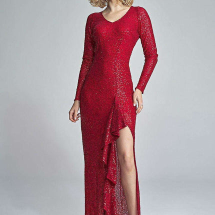 Glistening Sequin-Accented Evening Gown - Très Elite