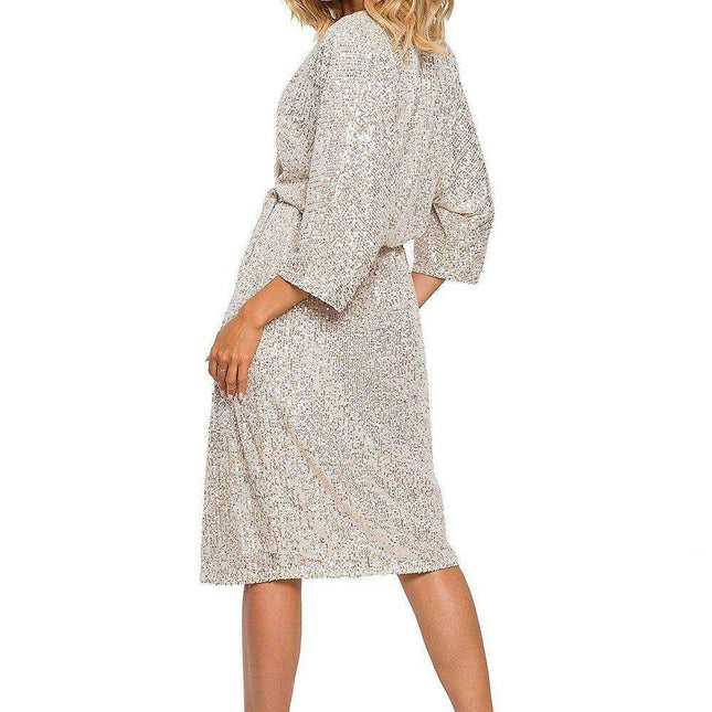Glistening Sequin Wrap Gown - Très Elite
