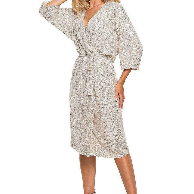 Glistening Sequin Wrap Gown - Très Elite