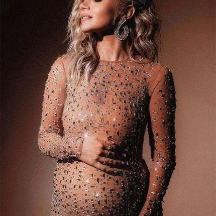 Glistening Sheer Maxi Gown with Elegant Side Slit - Multifunctional Beach Cover-Up & Evening Dress for Women - Très Elite