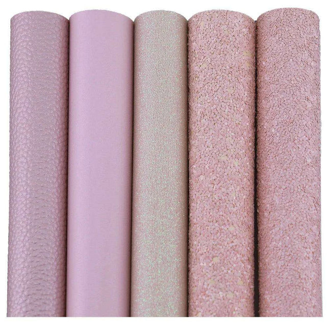 Glittering Pink Faux Leather Crafting Set for DIY Earrings and Hair Accessories