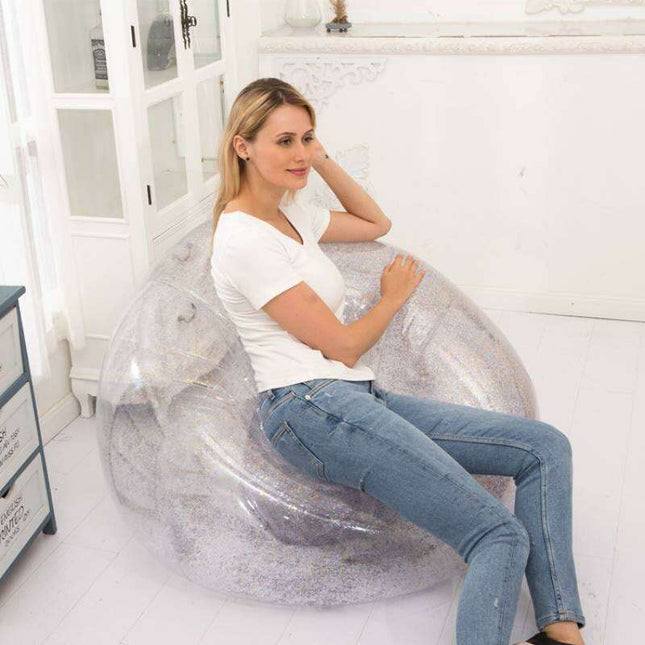 Glittering Sequin Inflatable Lounge Sofa for Kids - Fun and Portable Seating Solution