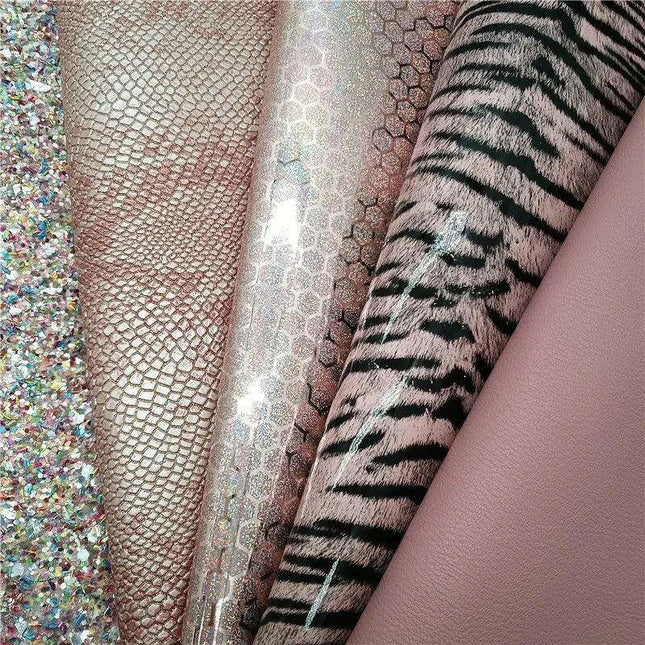 Glittery Pink Tiger & Serpent Faux Leather DIY Crafting Set