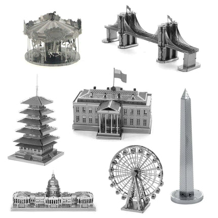 Global Landmark 3D Metal Puzzle Set: Construct and Discover Iconic Structures - Très Elite