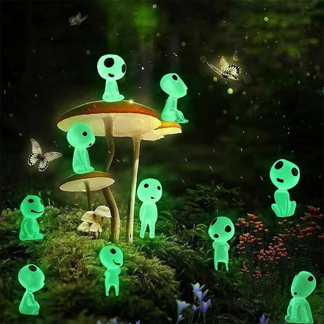 Glowing Enchanted Elf Tree Statues: Magical Garden Whimsy