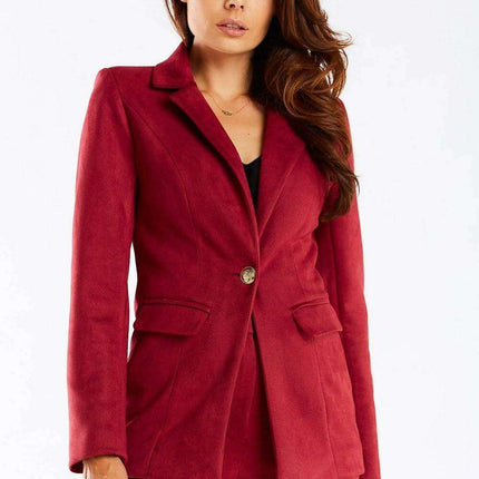 Golden Button Shawl Collar Suit Jacket for Women - Très Elite