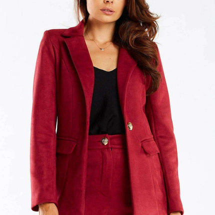 Golden Button Shawl Collar Suit Jacket for Women - Très Elite