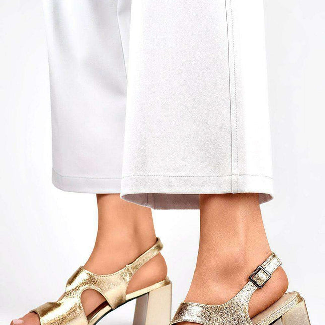 Golden Elegance Eco Leather Heel Sandals