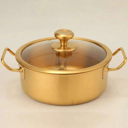 Golden Fusion Copper Soup Pot with Durable Stainless Steel Design - Très Elite